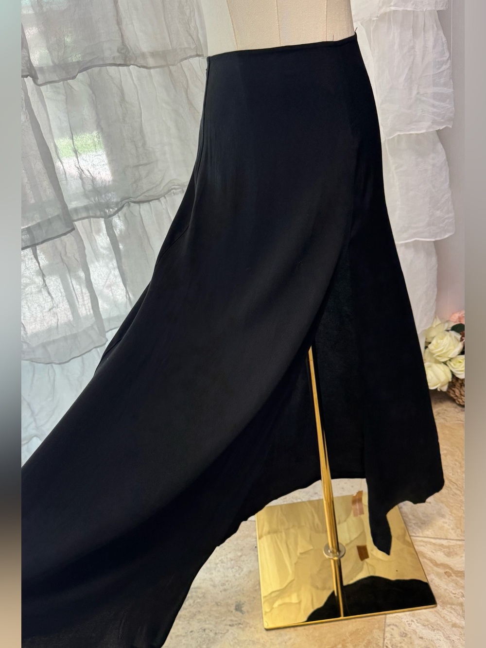 NWT Reformation Black Midi Skirt with High Side Slit - Picture 4 of 10